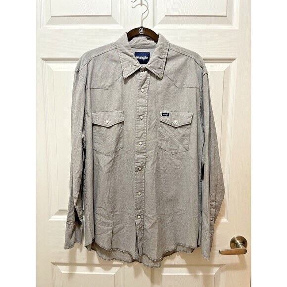 Wrangler Mens Shirt Sz XL Long Sleeve Western Pearl Snap Cowboy Rodeo Pockets - Picture 1 of 10